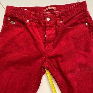 Lacoste red corduroy pants size 32x29
